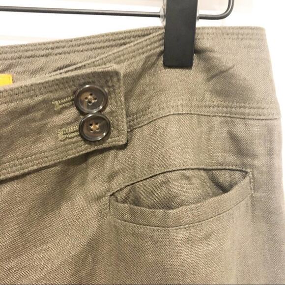 CYNTHIA Cynthia Steffe 100% linen brown cropped pants 4 - Picture 8 of 10